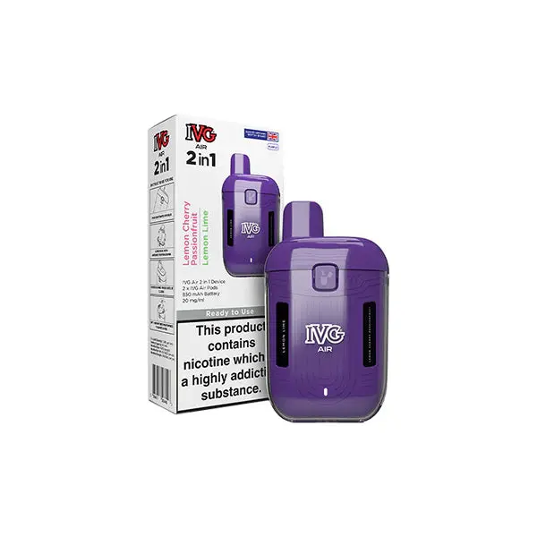 20mg IVG Air 2 in 1 Disposable Rechargeable Pod Vape Kit 1200 Puffs - Image 3