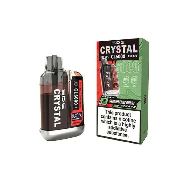 20mg SKE Crystal CL6000 Disposable Rechargeable Vape Kit 6000 Puffs - Image 10