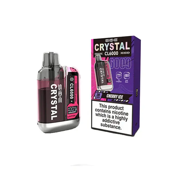 20mg SKE Crystal CL6000 Disposable Rechargeable Vape Kit 6000 Puffs - Image 5