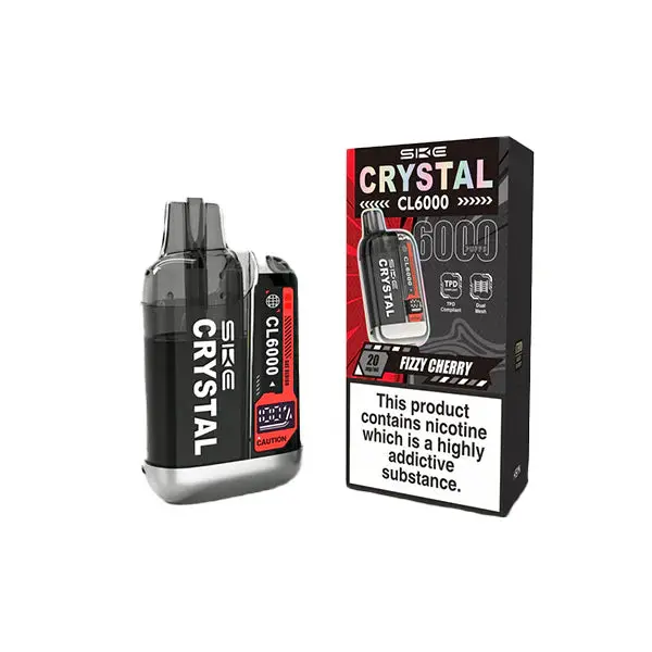 20mg SKE Crystal CL6000 Disposable Rechargeable Vape Kit 6000 Puffs - Image 6