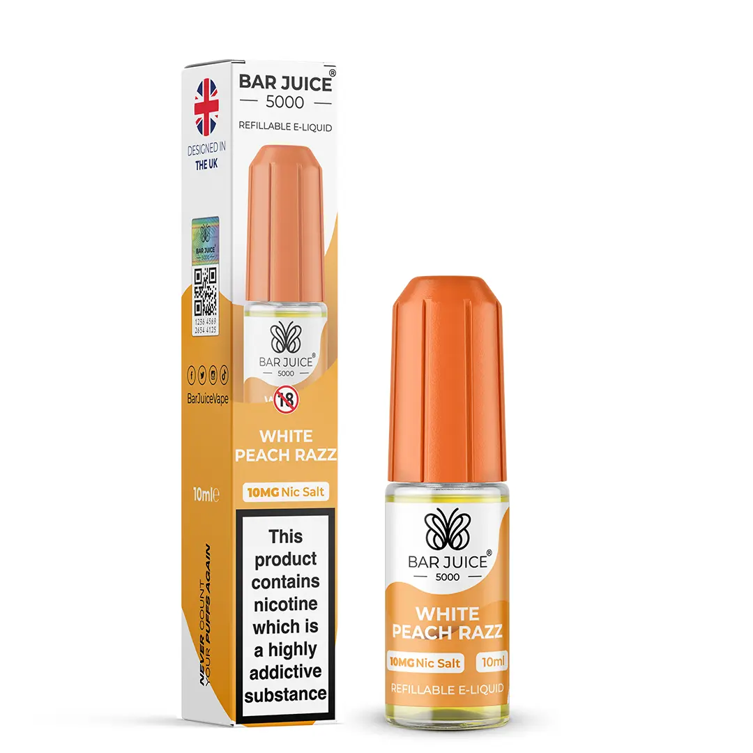 White Peach Razz Bar Juice 5000 Nic Salts