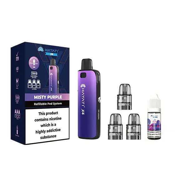 Hayati X4 Refillable Pod Vape Kit Includes 1X Nic Salts 20mg + 3x Refillable Pods - Image 4
