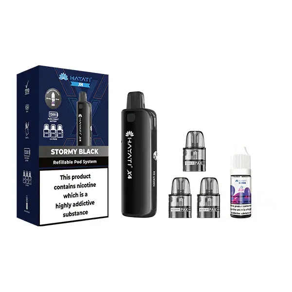 Hayati X4 Refillable Pod Vape Kit Includes 1X Nic Salts 20mg + 3x Refillable Pods - Image 5
