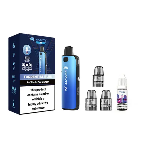 Hayati X4 Refillable Pod Vape Kit Includes 1X Nic Salts 20mg + 3x Refillable Pods - Image 6