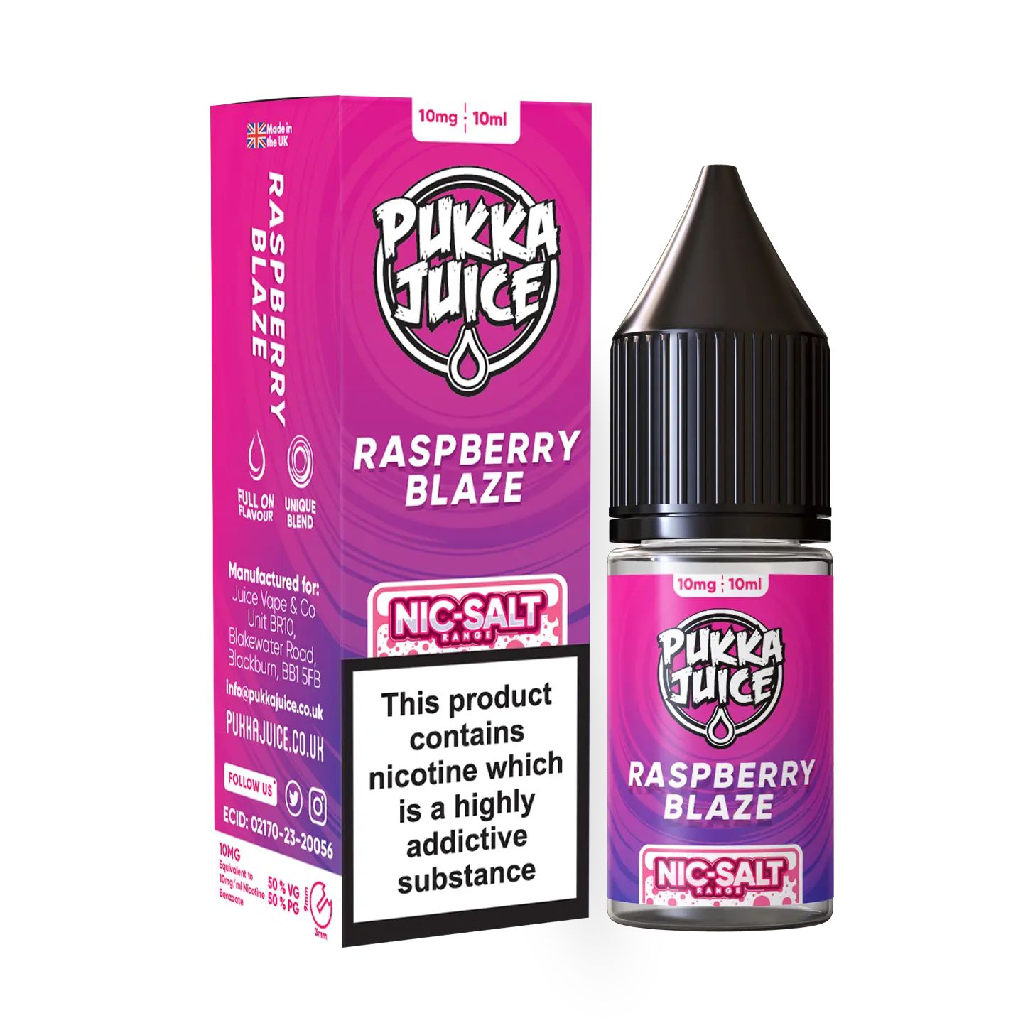 Raspberry Blaze Pukka Juice Nic Salts  NEW FLAVOURS